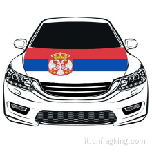 La bandiera della Coppa del mondo Repubblica di Serbia Bandiera del cofano dell&#39;auto 100 * 150 cm Tessuto elastico alto